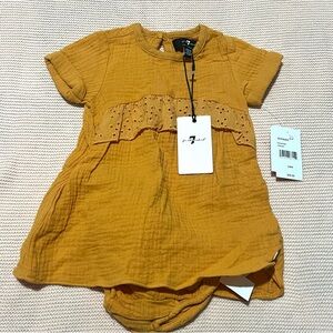 7 For All Mankind Orange Tangerine Lightweight Baby Dress Bloomers Size 3 Months
